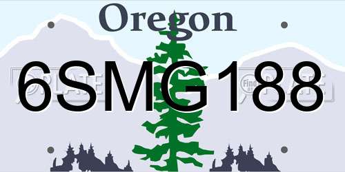 6SMG188 Oregon License Plate