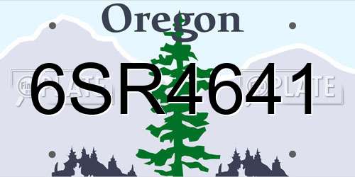 6SR4641 Oregon License Plate