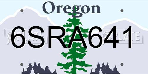 6SRA641 Oregon License Plate