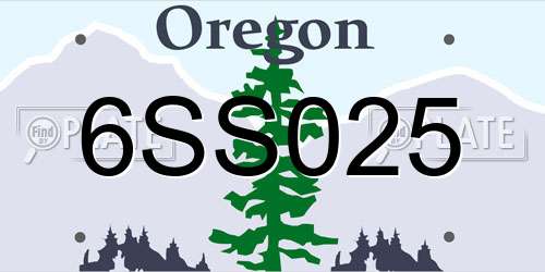 6SS025 Oregon License Plate