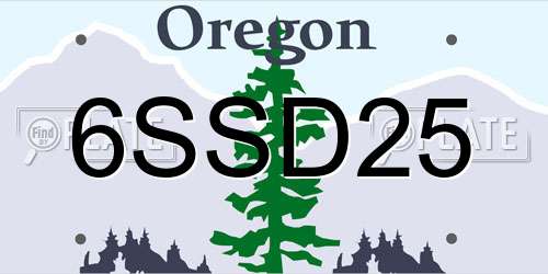 6SSD25 Oregon License Plate