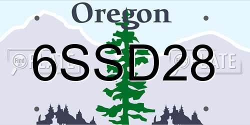 6SSD28 Oregon License Plate