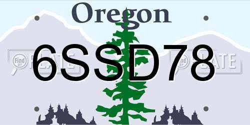 6SSD78 Oregon License Plate
