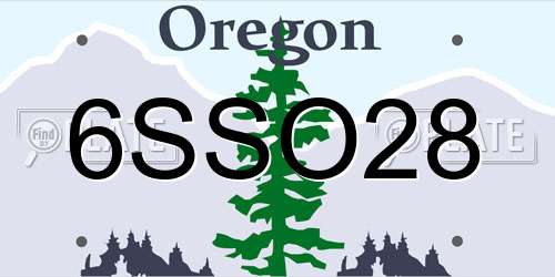 6SSO28 Oregon License Plate