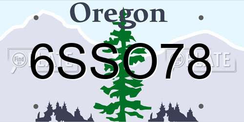 6SSO78 Oregon License Plate