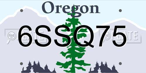 6SSQ75 Oregon License Plate
