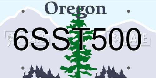 6SST500 Oregon License Plate