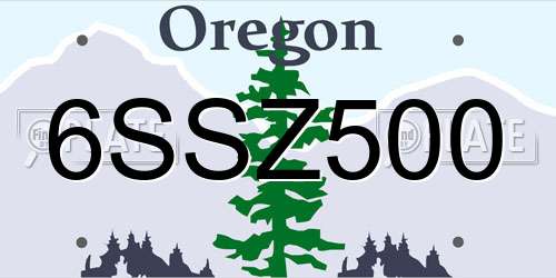 6SSZ500 Oregon License Plate