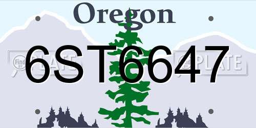 6ST6647 Oregon License Plate
