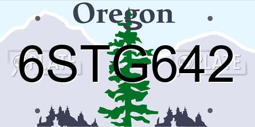 6STG642 Oregon License Plate