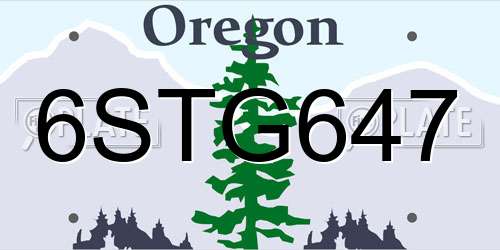 6STG647 Oregon License Plate