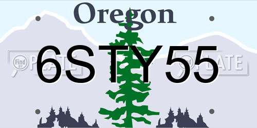 6STY55 Oregon License Plate