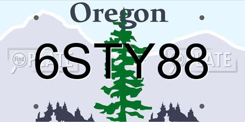 6STY88 Oregon License Plate