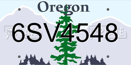 6SV4548 Oregon License Plate