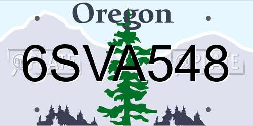 6SVA548 Oregon License Plate