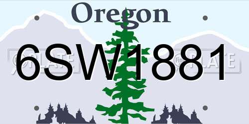 6SW1881 Oregon License Plate