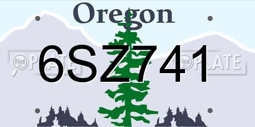 6SZ741 Oregon License Plate