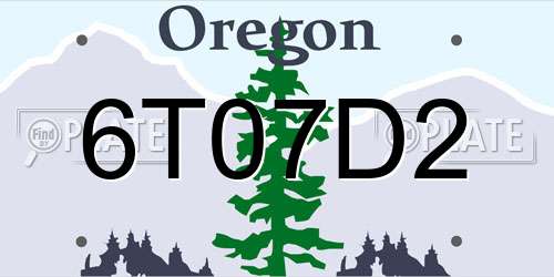 6T07D2 Oregon License Plate