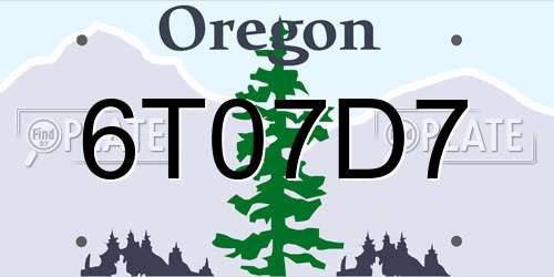 6T07D7 Oregon License Plate