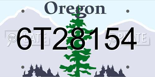 6T28154 Oregon License Plate