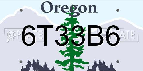 6T33B6 Oregon License Plate
