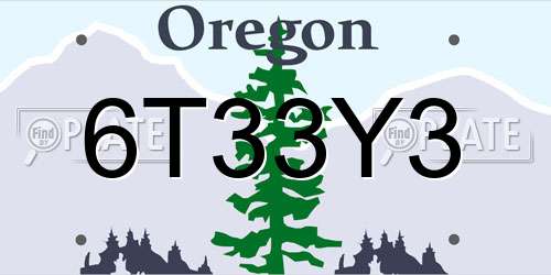6T33Y3 Oregon License Plate
