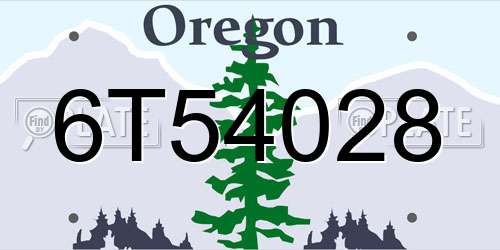 6T54028 Oregon License Plate