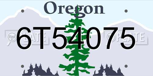 6T54075 Oregon License Plate