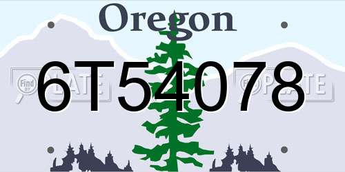 6T54078 Oregon License Plate
