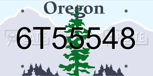 6T55548 Oregon License Plate