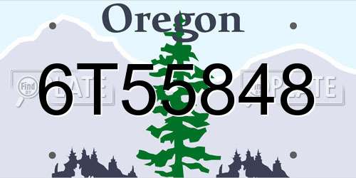 6T55848 Oregon License Plate