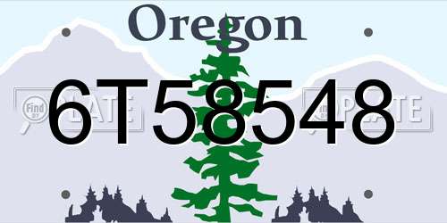 6T58548 Oregon License Plate