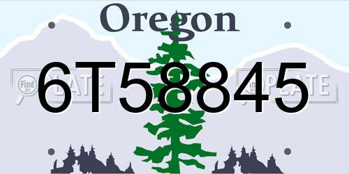 6T58845 Oregon License Plate