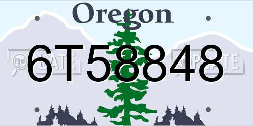 6T58848 Oregon License Plate