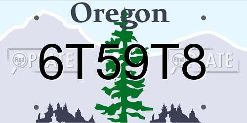 6T59T8 Oregon License Plate