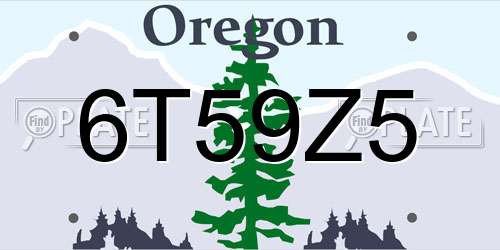 6T59Z5 Oregon License Plate