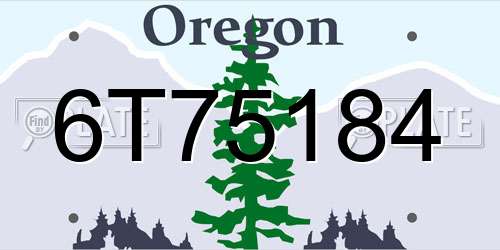 6T75184 Oregon License Plate