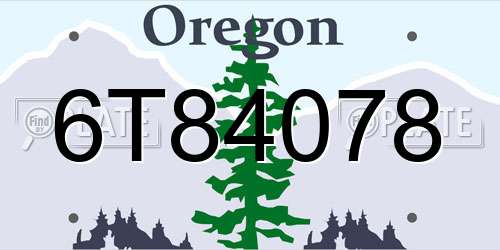 6T84078 Oregon License Plate