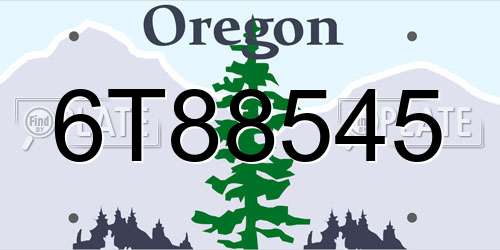 6T88545 Oregon License Plate