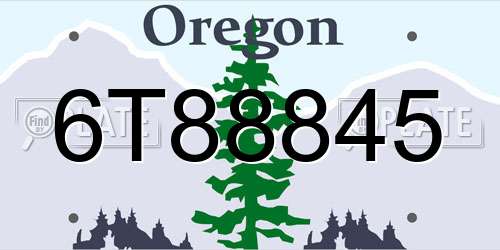 6T88845 Oregon License Plate