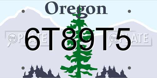 6T89T5 Oregon License Plate