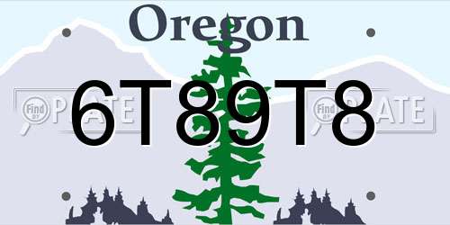 6T89T8 Oregon License Plate