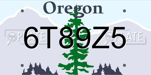 6T89Z5 Oregon License Plate