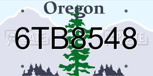 6TB8548 Oregon License Plate