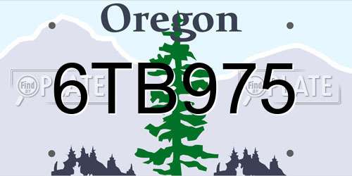 6TB975 Oregon License Plate