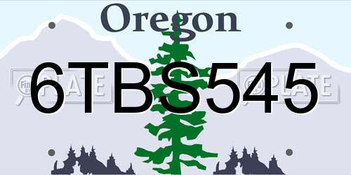 6TBS545 Oregon License Plate