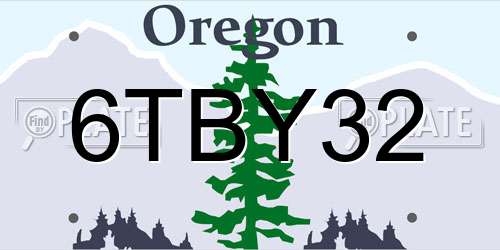 6TBY32 Oregon License Plate