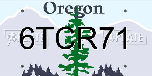 6TCR71 Oregon License Plate