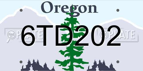 6TD202 Oregon License Plate