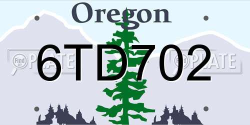 6TD702 Oregon License Plate